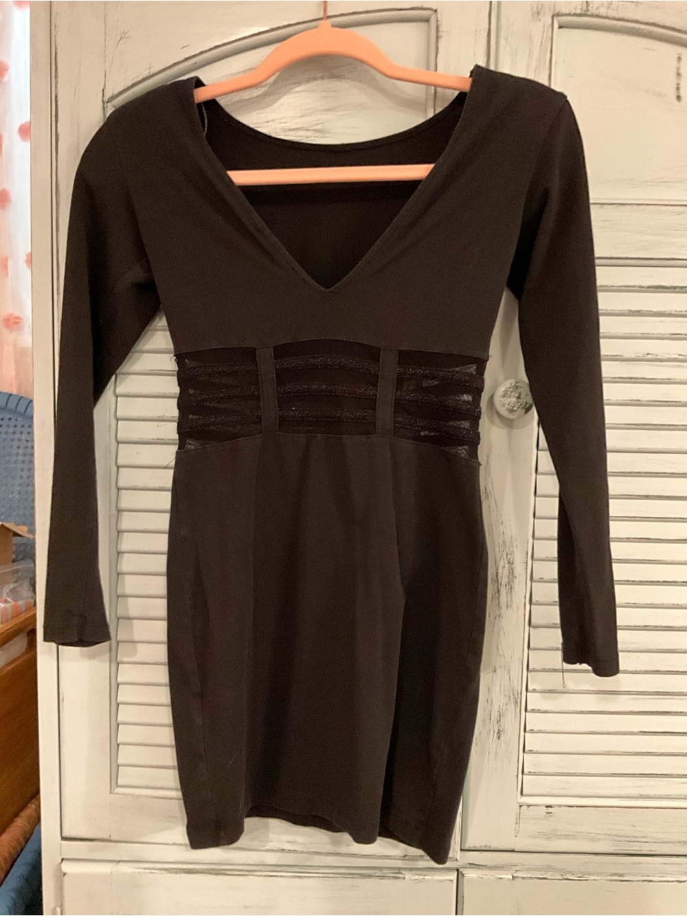 Motel Rocks Black V-Neck Long Sleeve Bodycon Dress